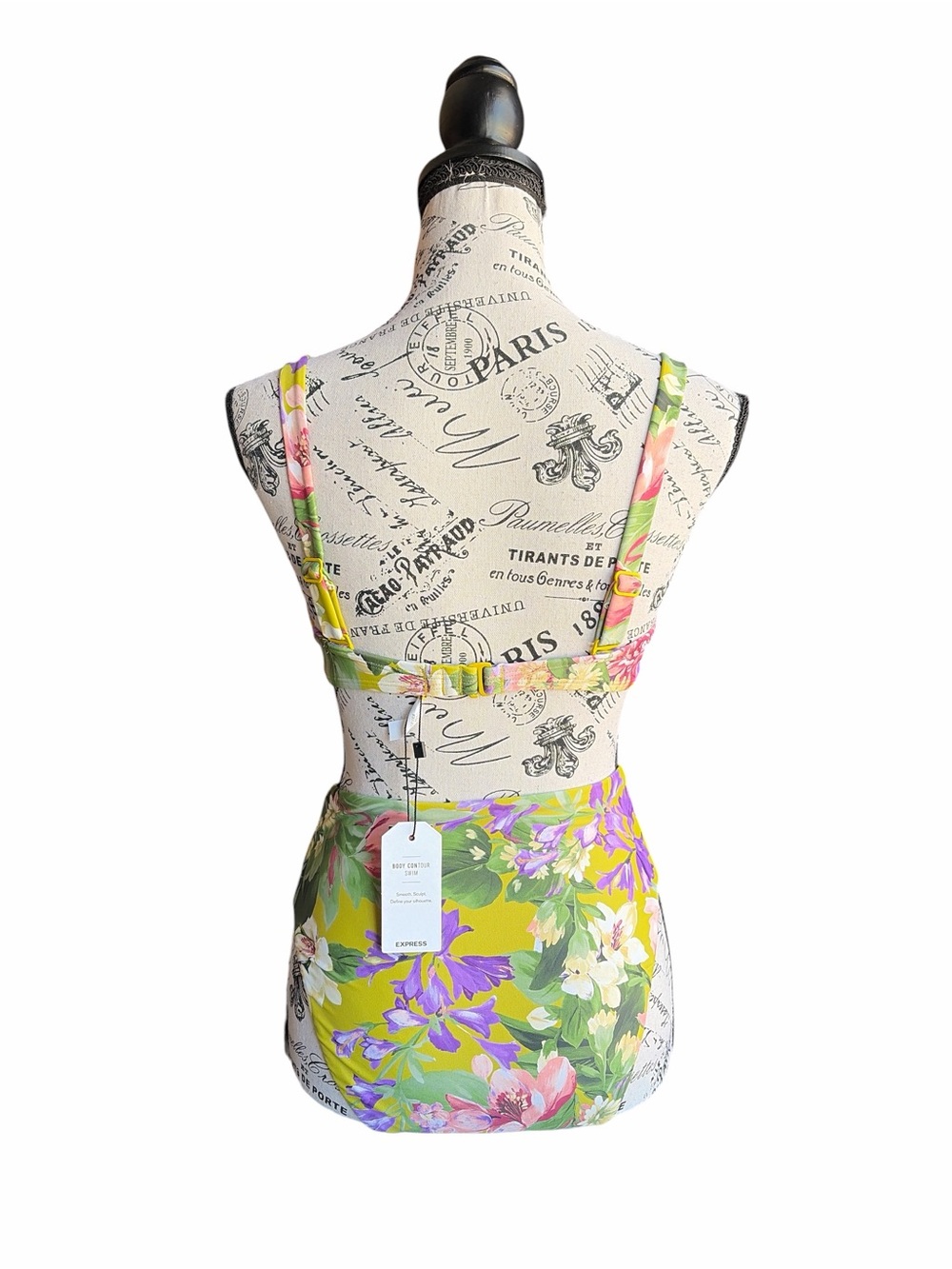 Express Body Contour Floral Bikini Set S High Waist Underwire Cottagecore NWT - Picture 4 of 10